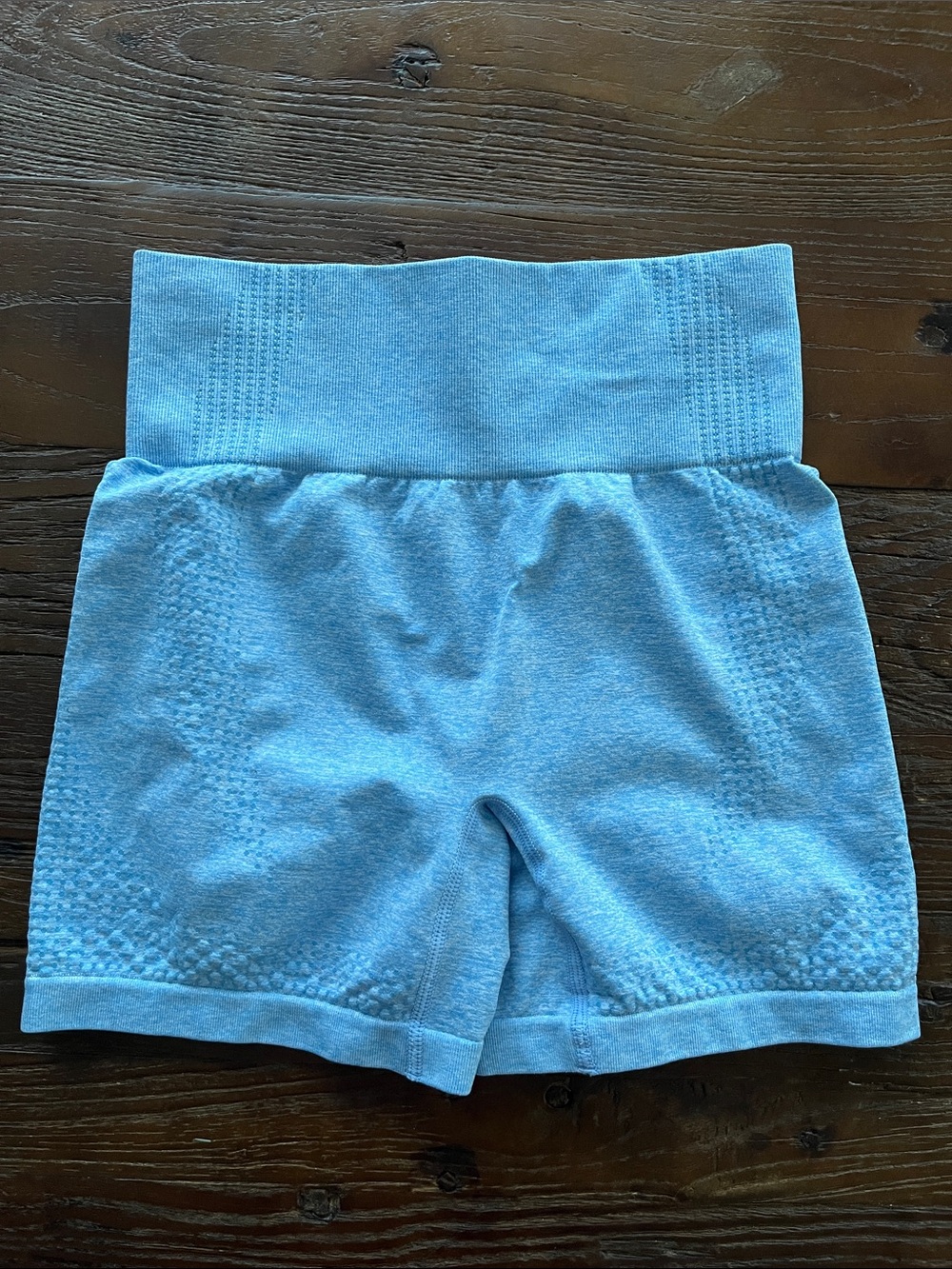 High-Waist Light Blue Seamless Shorts